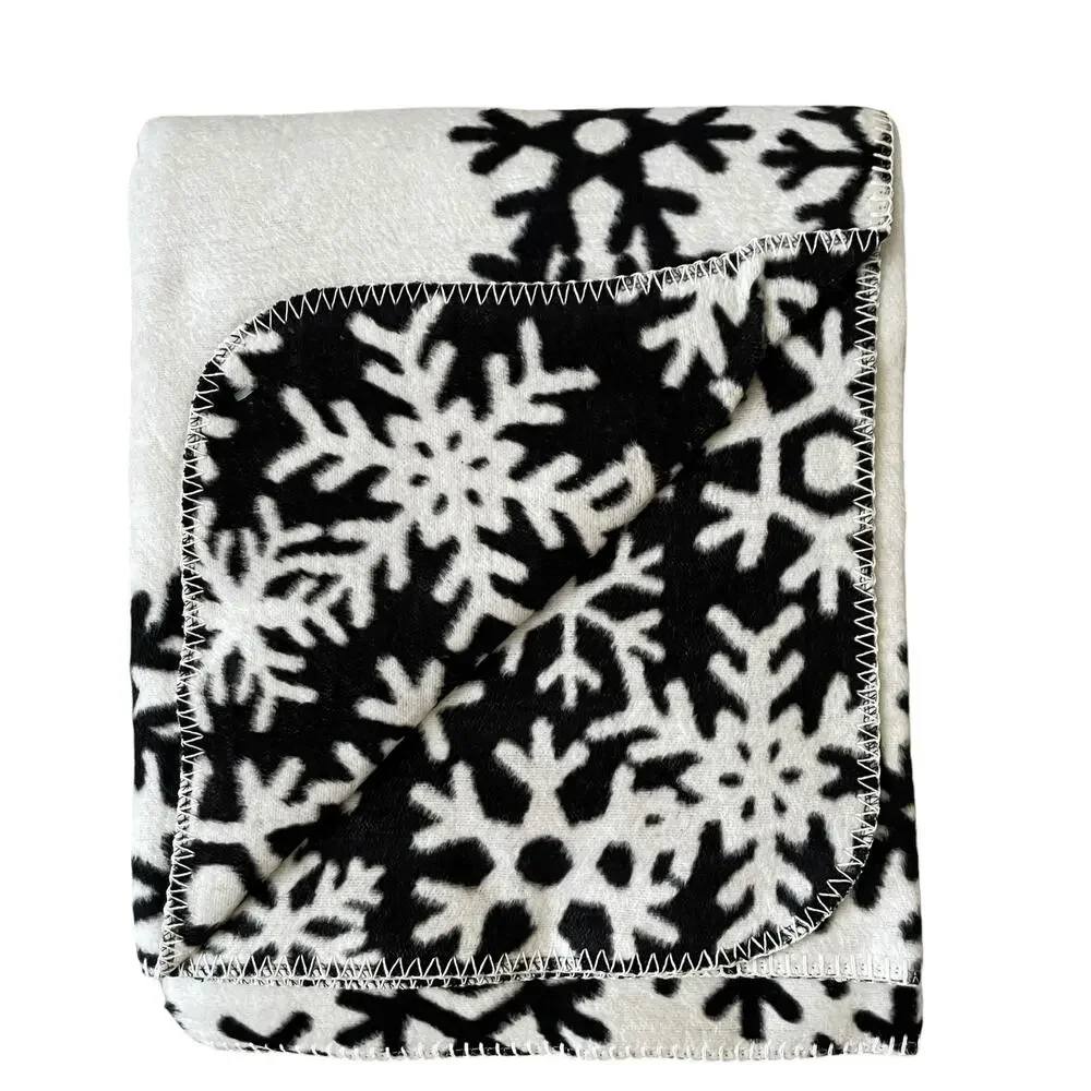 Docofil Christmas SNOWFLAKES Reversible Throw 51x67 Portugal Black & White